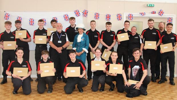 Isle of Wight County Press: High Sheriff Kay Marriott with public service students at the Isle of Wight College.