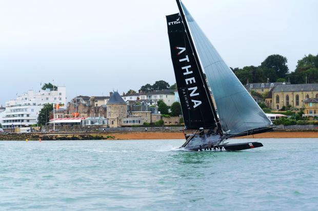 Isle of Wight County Press: The Athena Pathway Programme's EFT 26 yacht sailing off Cowes for the launch of the programme at Cowes Week. Photo: C.GREGORY/INEOS BRITANNIA