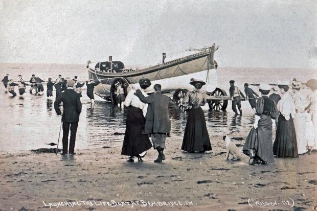 Launching the Queen Victoria lifeboat at Bembridge. Photo: Bembridge Heritage.