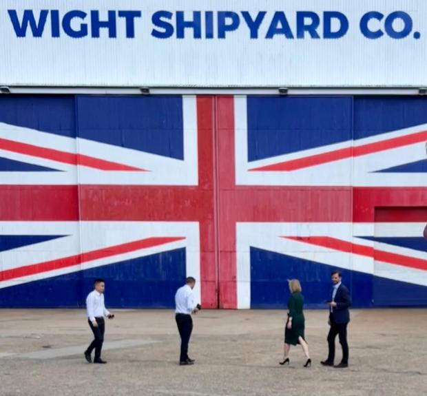 Isle of Wight County Press: Liz Truss at Wight Shipyard. Picture by Pamela Parker.