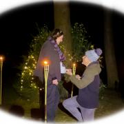 Luke Lewis from Gunville proposing to partner Colleen in Parkhurst Forest.
