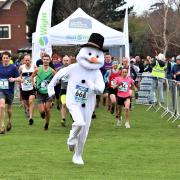 A speedy snowman sets an early pace at the start of the 2021 Chilly Hilly at the West Wight Sports and Community Centre, Freshwater.  Pictures by Paul Blackley