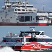 Red Funnel's Red Jet and Red Osprey car ferry.