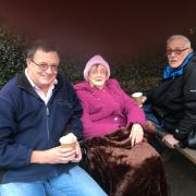 Tony Cook with his mother Dot, when they were ableto meet, and brother in law Mick Hill.