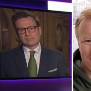 Isle of Wight MP Bob Seely on Channel 4 News talking about Russia, and Daniel Williams who lives in Ukraine. Picture by PA.