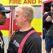 Nigel Benn told Freshwater firefighters all about his long and successful career. Pictures by Friends of Freshwater Fire Station.