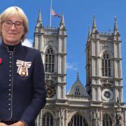 Lord- Lieutenant of the Isle of Wight, Mrs Susie Sheldon, and Westminster Abbey with flags at half mast.