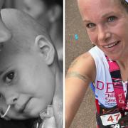 Left, Rachael Palmer, with daughter  Delilah, who sadly died of cancer, and right, Rachael after finishing the London Marathon on Sunday. Photos: Rachael Palmer.
