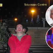 Josh Barry at the BBC TV Centre. Inset, TV presenters Phillips Schofield in picture by PA, and Gaby Roslin.