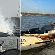 The boat that caught fire in the River Medina, near The Folly Inn, is confirmed to have sunk