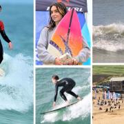 Isle of Wight surfers Alan Reed, left, Boe Howell and Joel Mew were competing in Cornwall at the weekend.
