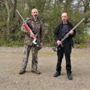 Steven Jurd, winner of the 300m F-class Easter shoot, with runner-up Alan Foxworthy at Jersey Camp on Sunday.