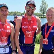 Cotswold 113 Middle Distance Triathlon — Wight Tri's Mike Kimber, Rob Doorly and Phil Bunn.