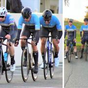 Wightlink Wight Mountain Cycle Race Team members James Veal, Charlie Orchard, Oli Nolan and Chris Marsh., in action on the Goodwood circuit last week.