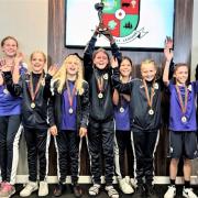 The Wight Eagles U11 team celebrate jointly won the Hampshire Youth Girls' League Division 4.