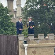 Princess Anne on the roof of the Royal Yacht Squadron in Cowes.