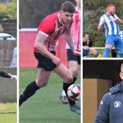 Cowes Sports keeper Ed Hatt was kept busy, Scott McFarlane scored a penalty, Vics manager Alex Smith got his season off to a flyer and Charlie Mersek, centre, got on the scoresheet.