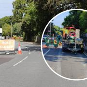 The road closure at Eddington Road today and the burst water main on June 10