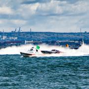 Powerboat racing off Cowes, Isle of Wight.