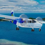 Britten-Norman BN2 Islander inflight over Torres Strait.