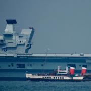 Paddle steamer Waverley passing HMS Prince of Wales last summer