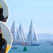 Max Rivers, top, and Josh Stickland are skippers on the Clipper Race, seen here leaving The Solent on Sunday.