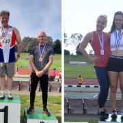 Isle of Wight athletes Garry Newton (centre, left) and Emily Right (left, photo on right).