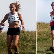 Lorna Gaffney, of Loughton AC, descending St Boniface, and Harold Wyber, of Serpentine Running Club, in the same descent