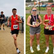 Isle of Wight runners, from left, Pete Joliffe, Matt Sharp, Chris Newman, Cara Sutton, Carly Scoble, Susie Chan.