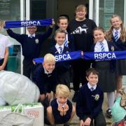 Students from St Blasius C of E Primary Academy outside RSPCA's Island Animal Centre