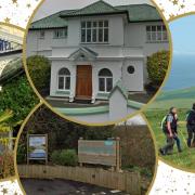 Finalists include, clockwise from left, Royal Hotel, the Art Deco House, the Isle of Wight Walking Festival, Whitecliff Bay.