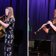 Previous bursary winners Ellen Petitt on the French horn and Florence Tweddle on clarinet