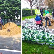 Volunteers helped create sandbags for flood victims on the Island.