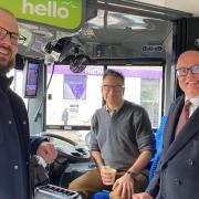 From left: Richard Tyldsley General Manager Southern Vectis, Bob Seely MP, Andrew Wickham Managing Director Go South Coast .
