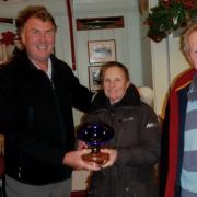 Mark Downer, second left, receiving the Bailey Bowl at Bembridge Sailing Club.