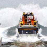 Bembridge Lifeboat launching.