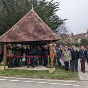 Ceremony to mark the restoration of Calbourne's pump canopy.