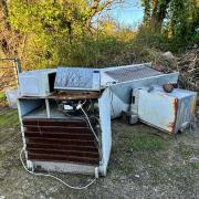 Fly-tipped appliances near Brading.