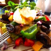 Poached egg on avocado at Betty's Door, East Cowes