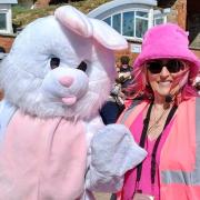 Event organiser Steph Toogood with the Easter bunny.