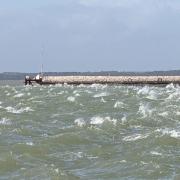 Choppy water off East Cowes today (Sunday)