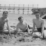 Doug Rathwell  with Air Force friends on a beach