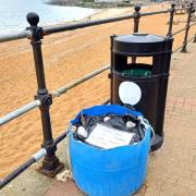 The drum of suspected palm oil removed from Ventnor beach over the weekend.