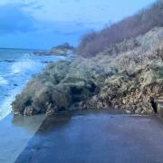 The landslip at Totland in February