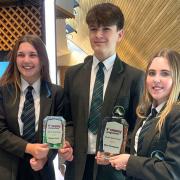 Freya Eason and Sophie Sanders, from Carisbrooke College, and Archie Smith, from Medina College.