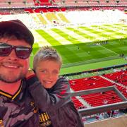 Ryan Holland and son Nico, eight, at Wembley Stadium.