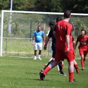 Action at the Workwear Island Charity Football Match in aid of Mountbatten