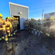 Firefighting recruits training in Eastleigh.