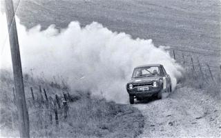 Mike Davidson and Terry Weaver in a Ford Escort RS1600 near Calbourne in the mid-1970s. They went on to win the Island Stages that year.  Photo courtesy of Richard Weaver