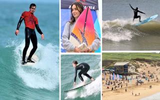 Isle of Wight surfers Alan Reed, left, Boe Howell and Joel Mew were competing in Cornwall at the weekend.